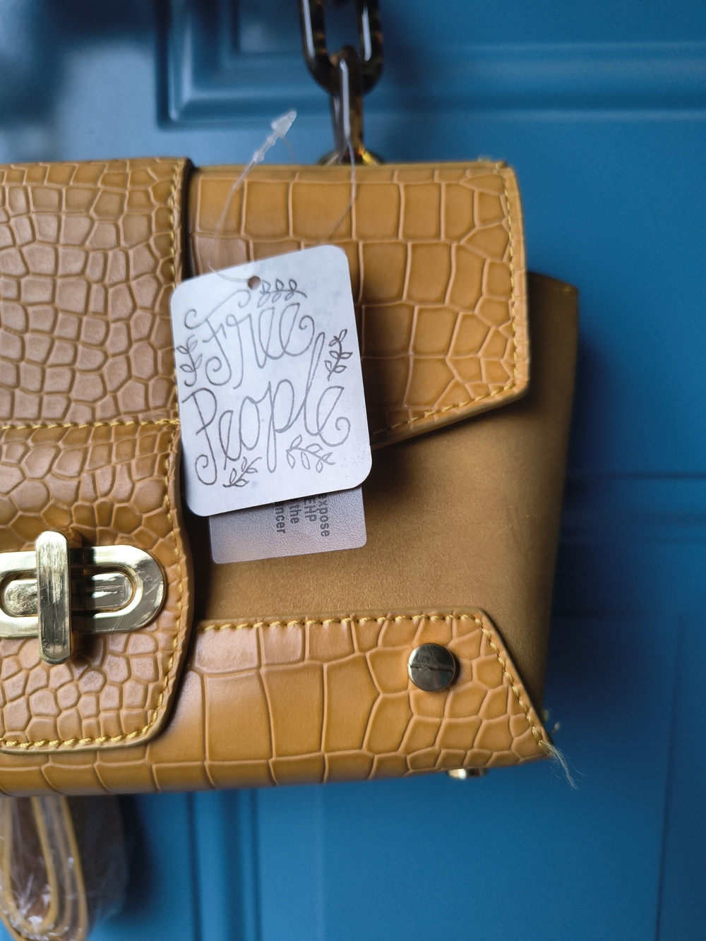 Free People Mustard Yellow Croc-Embossed Crossbody Bag - Picture 4 of 13